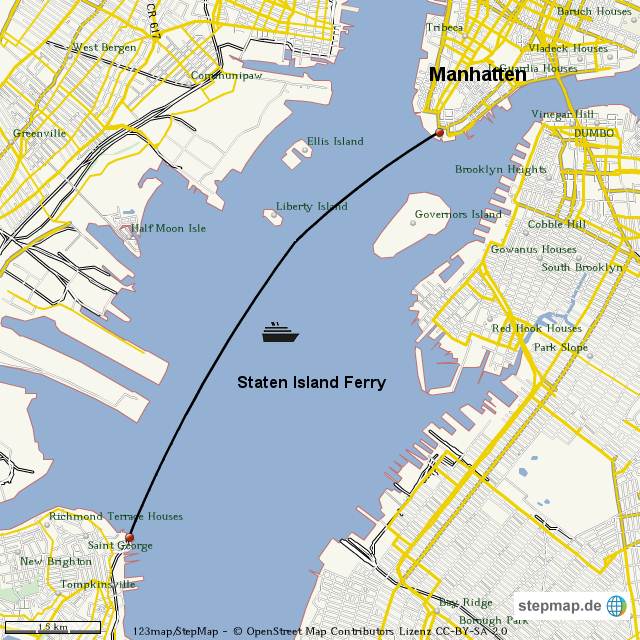 staten Island Ferry map