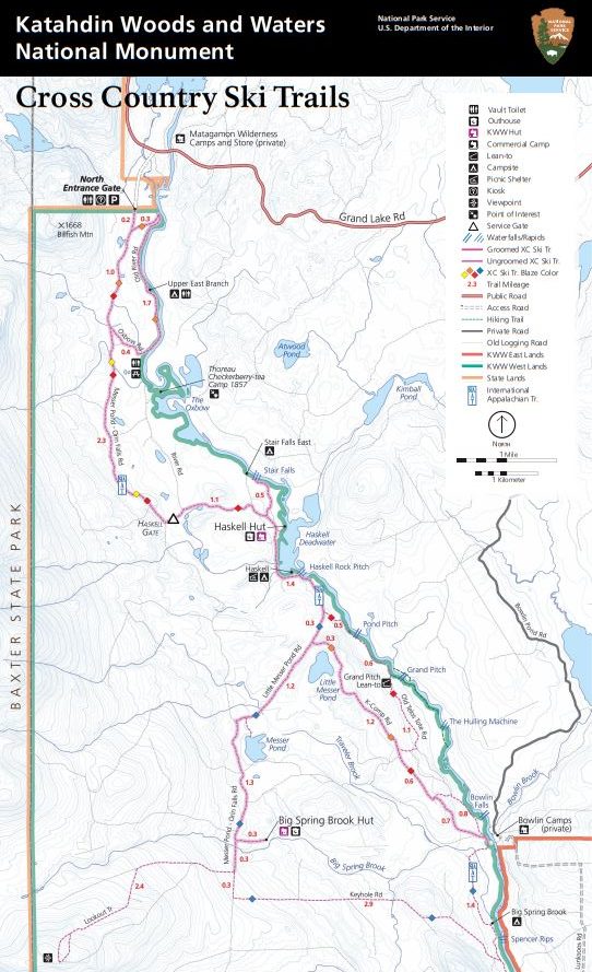 Katahdin Woods and Waters National Monument Maine Cross Country Ski Trails NPS Map